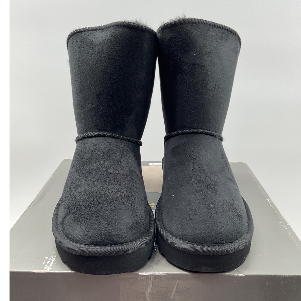 Style & Co Tessaaf Womens Black Faux Suede Fur Lined Buckle Boots Size 8